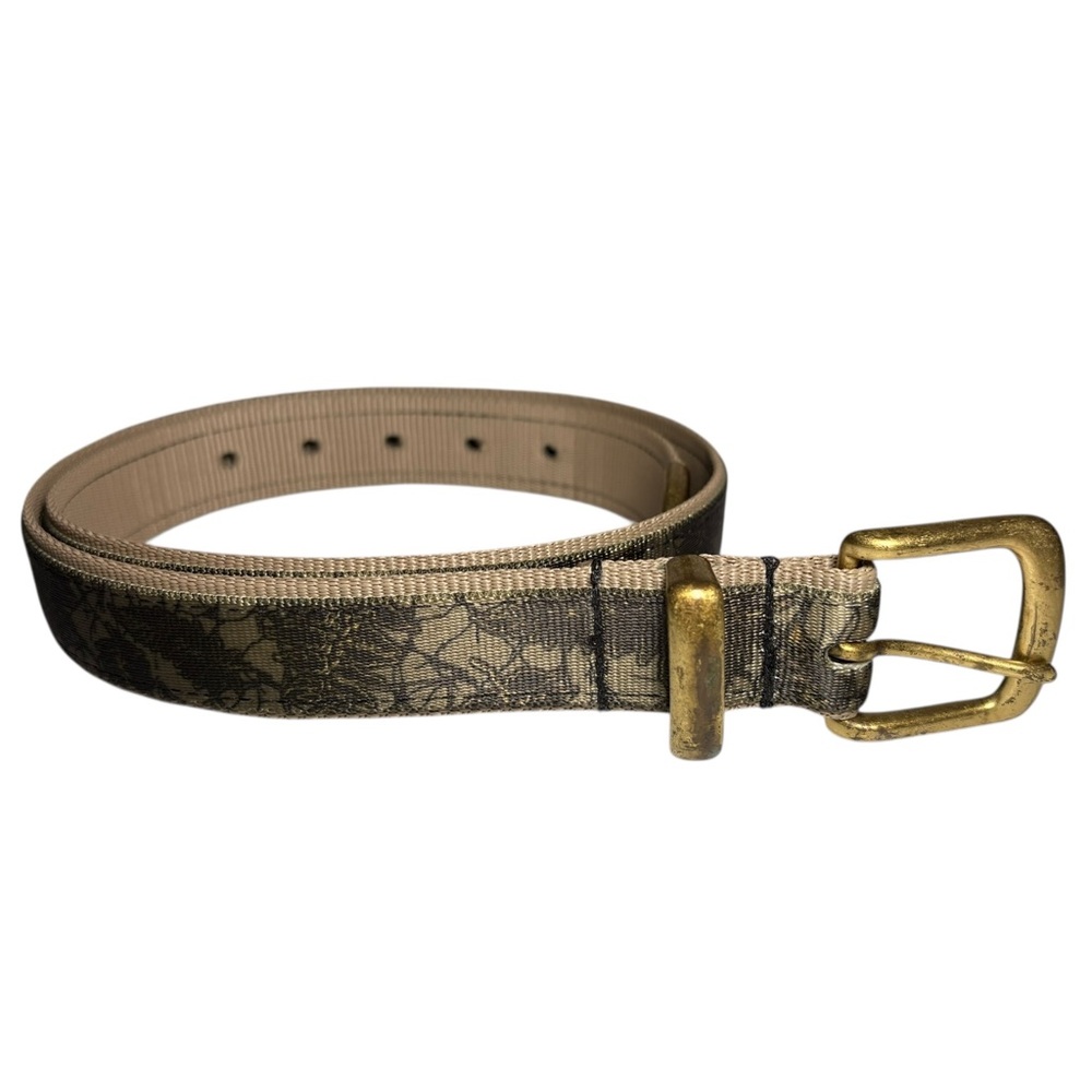 Croakies Camo Olive Green Canvas Belt Gold Buckle 32 Men's